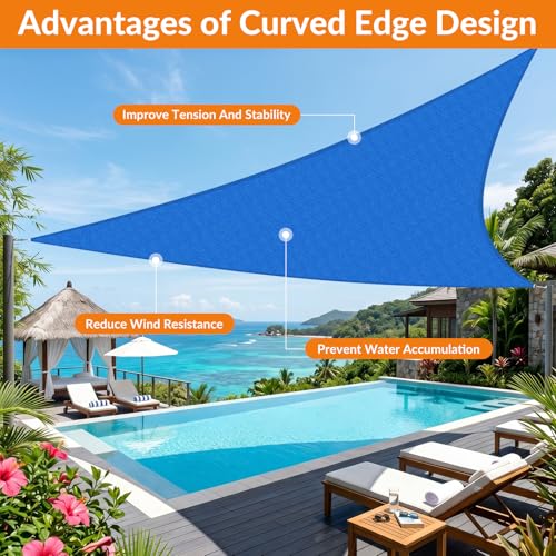 Image of KANAGAWA 19'X29' Sun Shade Sail Blue Curved Square Customizable