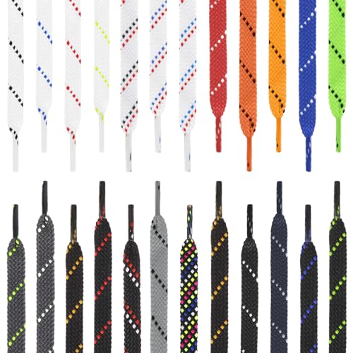Image of Flat Shoelaces Multicolor Twill Point Thick Shoe Lace Shoestring 2 Pair