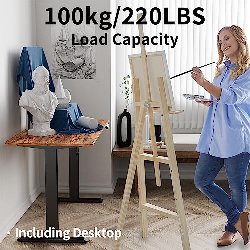 TIQLAB Height Adjustable Electric Standing Desk, 40 x 24 inch, Sit Stand Up Desk, Splice Board, Computer Home Office Desk, Rustic Brown Top
