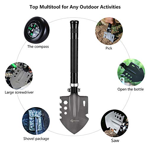 ANTARCTICA 15'' Military Portable Folding Shovel Multitool Compact Backpacking Tactical for Hunting, Camping (Black) …