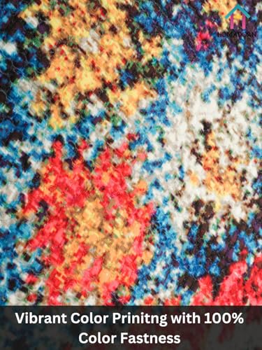 Image of HOMADORN Handmade Upcycled Sustainable Printed Rug, Dhurrie, Carpet for Living Room, Bedroom, Outdoor Decor
