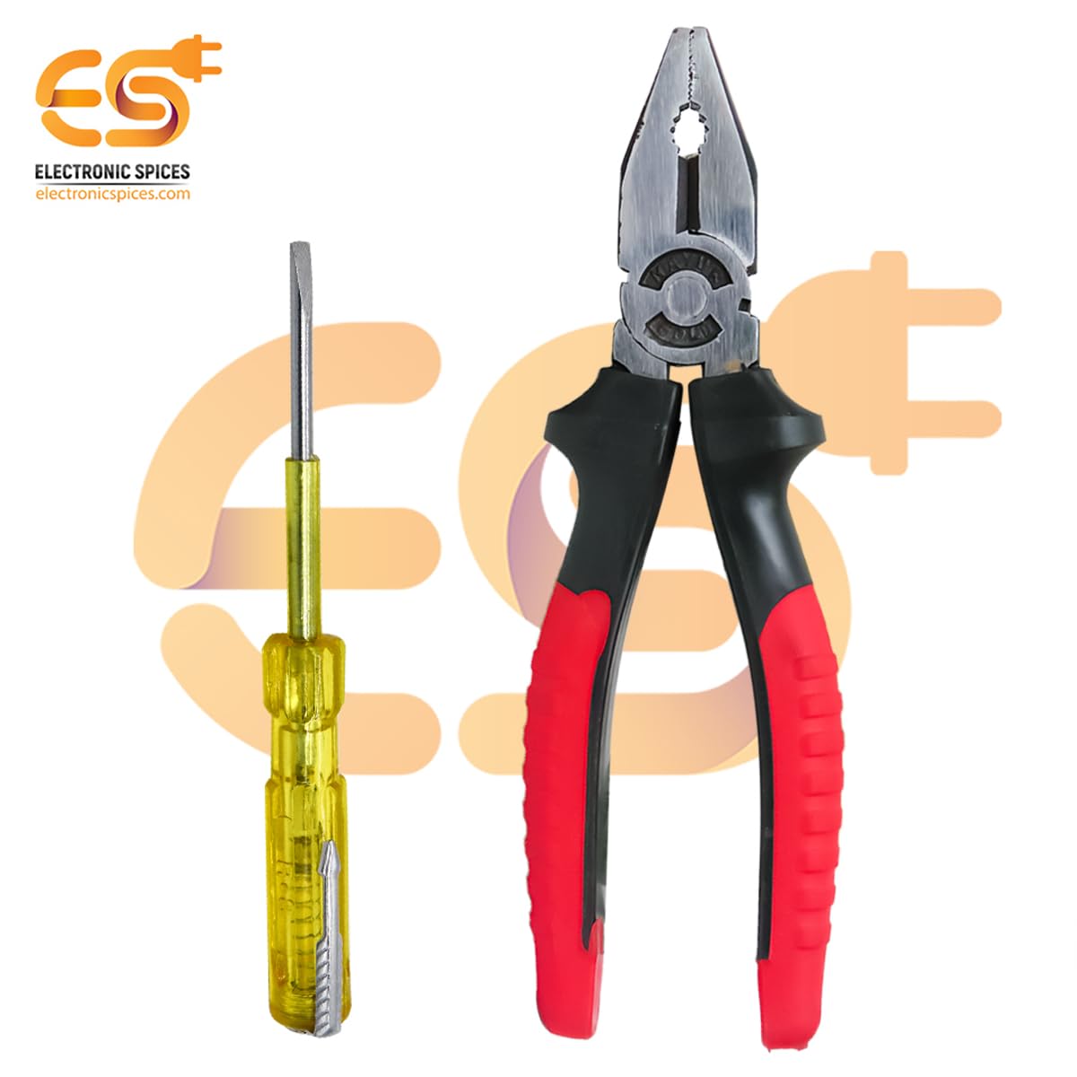 Electronic Spices Combo of 8 Inch Combination Plier with 140mm Electrical Screwdriver Tester (Combo of Plier & Tester Screwdriver) 3