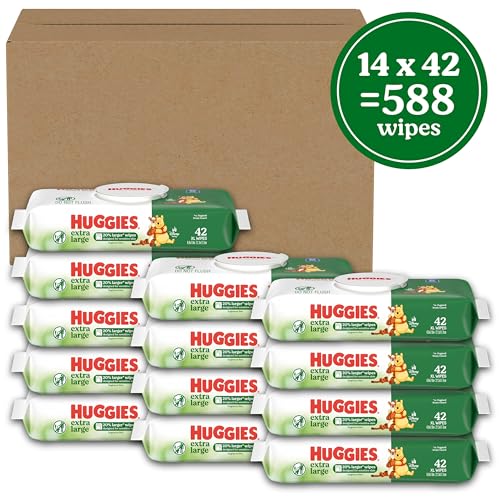 Image of Huggies Extra Large Baby Wipes, Unscented, 14 Flip-Top Packs, 588 XL Wipes Total, Packaging May Vary