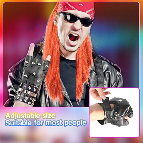 FASBET 12Pcs Rock Star Wig Set Fancy Dress Adult Punk Rockstar Accessories Rockstar Fancy Dress 80s Rock Star Costume - Image 4