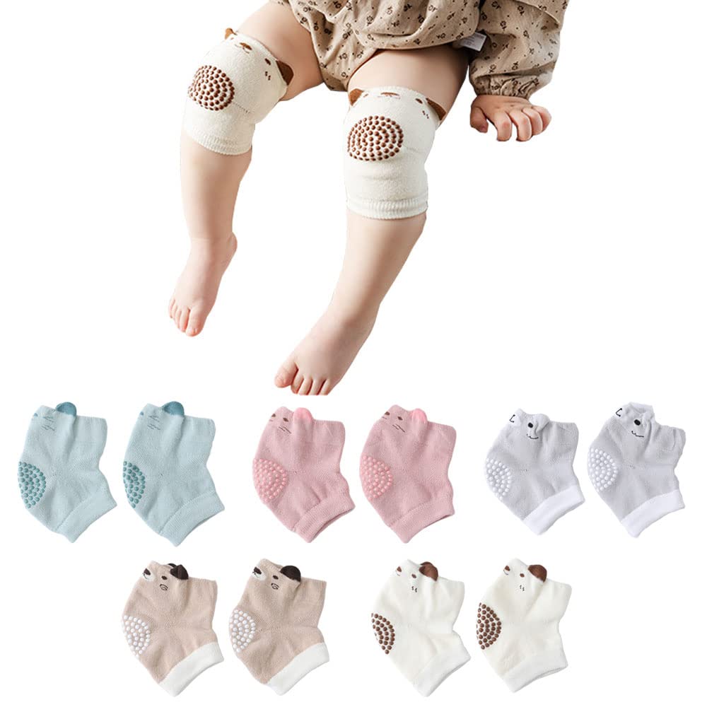 DZOZO 5 Pairs Baby Knee Pads Anti-Slip Baby Crawling Knee Pads Baby Knee Pads Elastic Leg Warmers Toddlers Leg Protectors Baby Knee Protectors Leg Warmers Baby Toddlers Crawling Socks