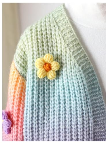 GORGLITTER Girl's 3D Floral Colorful Cardigan Sweaters Long Sleeve Knit Open Front Outwear4