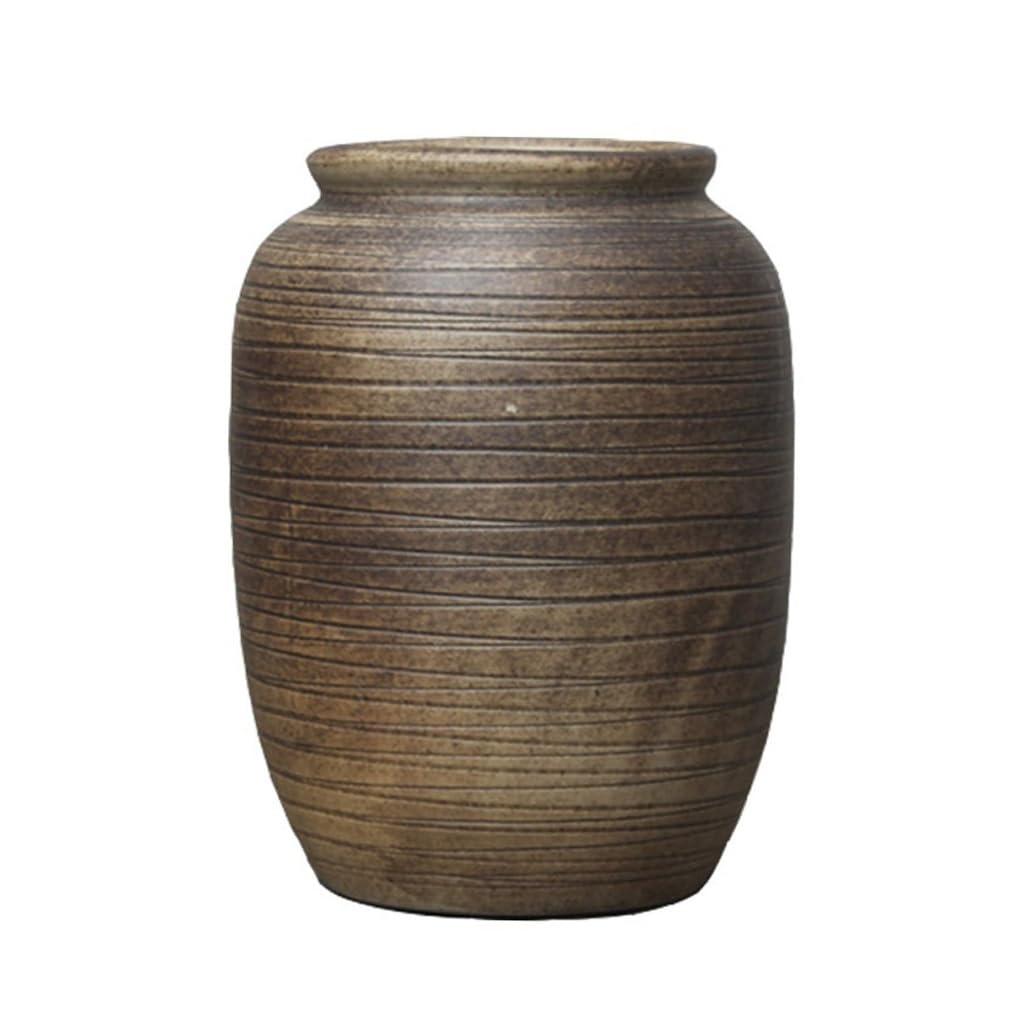 Bzgpmfud One Color Vase Desktop Flower Ceramic Living Room Study Decoration Dried Arrangement Retro Stoneware Handmade Pottery Pot