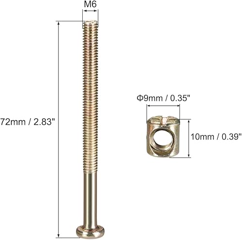 Miniatura 8 de uxcell M6 x 3.937 in muebles tornillos tuerca tuerca tornillo hexagonal con tuercas de barril Phillips ranurado cinc medio hilo 10 juegos