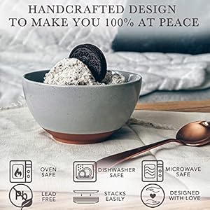 Mora Ceramic Small Dessert Bowls 16oz Set of 6 Microwave Oven and Dishwasher Safe For Rice Ice Cream Soup Snack Cereal Chili Side Dishes etc Microwavable Kitchen Bowl Assorted Neutrals