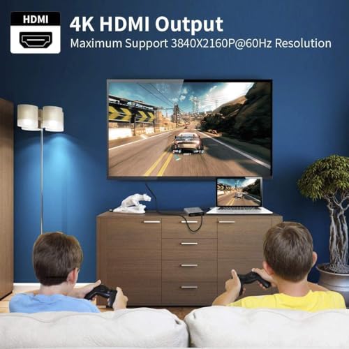 Image of USB HUB ype C to Dual HDMI Adapter 2 in 1 USB 3.1 (USB C) to Dual HDMI Adapter 4K 60hz Compatible with Mac-Book Pro 2020-2016,Mac-Book Air 2020-2018,Chrom-Book (USB C to 2 in 1 Dual HDMI HUB)