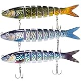 5.4 Inch 8-Segment Swimbait, 0.9oz Jointed Fishing Lure with 3D Eyes & Built-in Rattle for Bass, Pike, Trout