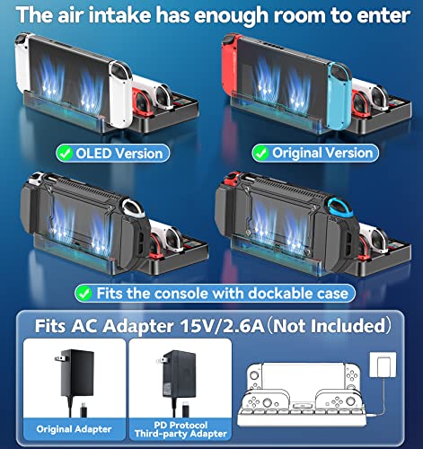 Image of Switch Docking Station for TV with Controller Charger, Replacement for Switch TV Dock with HDMI Adapter, SW Base Station Portable Charging Dock with 10 Game Slots