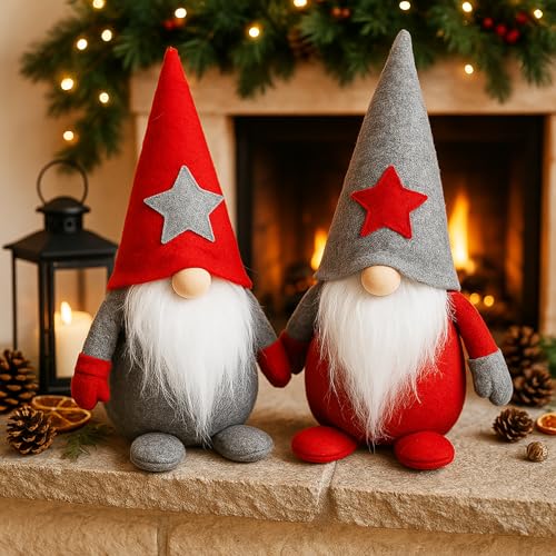 KAMACA 2er-Set Weihnachtswichtel ca. 25 × 15 cm in Rot & Grau mit...