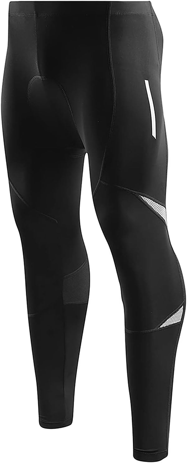 Honeytecs Men's Reflective Bicycle Pants Gel Padded Cycling Tights Leggings Outdoor Riding Bike Pants