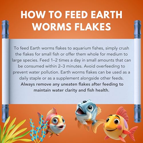 Image of Earth Worm Flakes 25g Fish Food with 55% Protein for Guppy,Betta Fish,Guppy Fries,Tetra and All Types of Tropical Fishes and All Life Stage