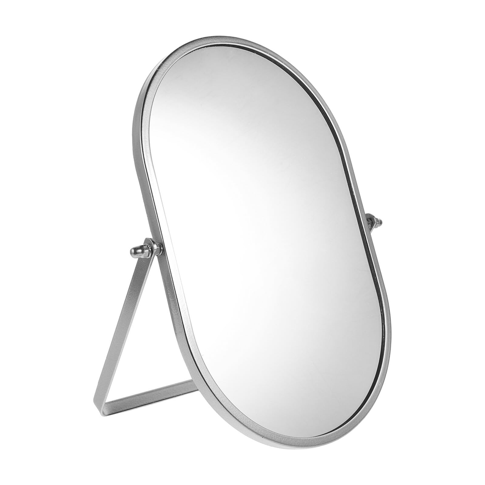 Espejo de Maquillaje Plegable de Escritorio Plateado Grande, Espejo Portátil para Tocador y Dormitorio Base Estable y Ángulo Ajustable, Adecuado para Viaje y Cuidado Personal