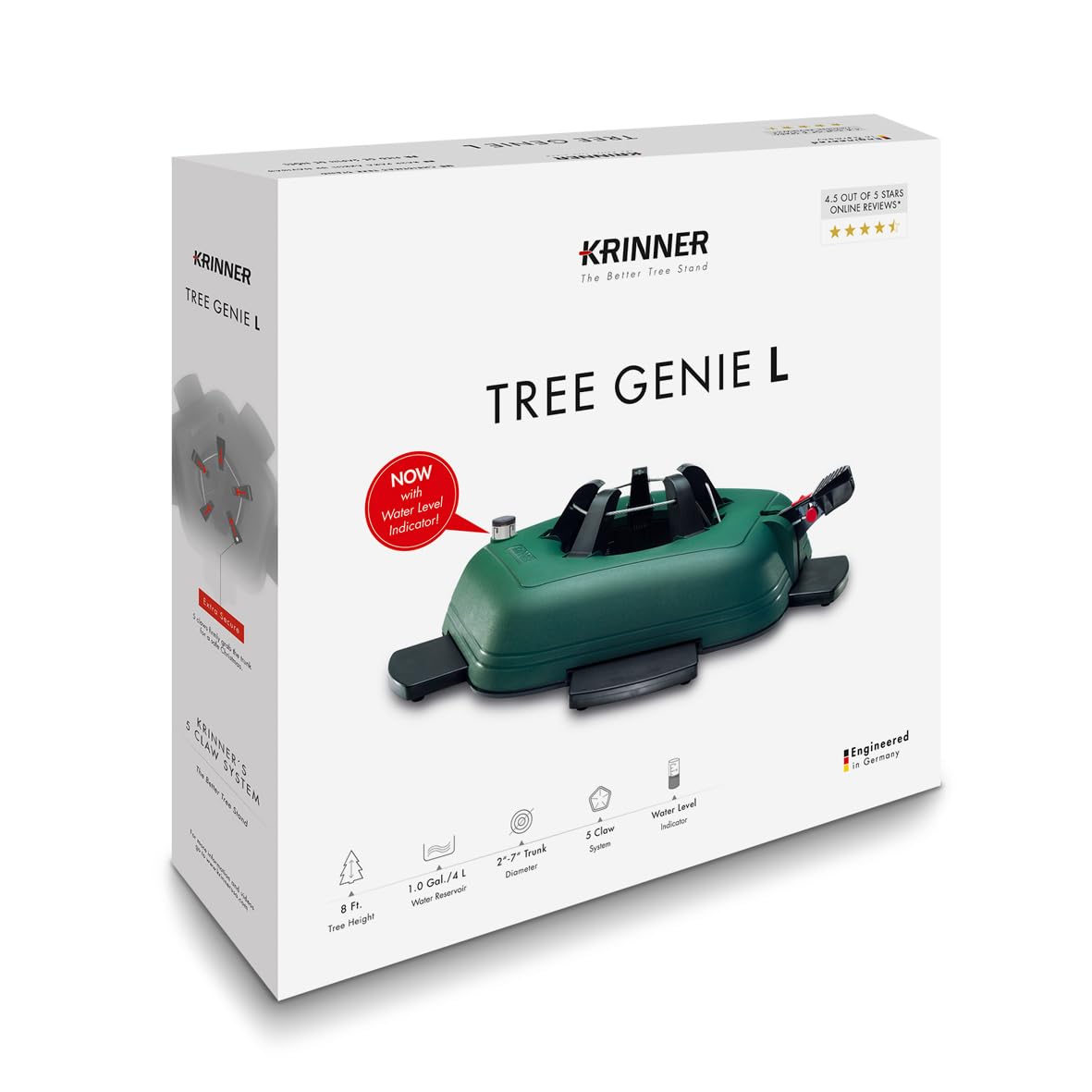 Krinner® Tree Genie L Christbaumständer Weihnachtsbaumständer mit extra Stabilisierungsfüße Baumhöhe 3,30m inkl. Fußpedal und 3,8 Liter Wassertank 94735