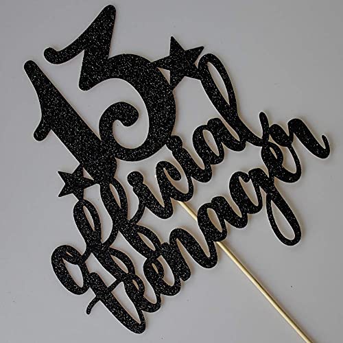 Image of FestikoTeens Happy 13th Birthday Cake Topper, Boys Girls Teenager 13th Birthday Party Decorations, Thirteen Years Old Birthday Party Decor, Black Glitter
