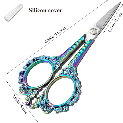 Embroidery Scissors, Small Sharp Precision Craft Scissors for Needlework Yarn Cutting, Thread Snips, Sewing, Crocheting, Fabric, Cross Stich & DIY Crafts 4.6 inch (Rainbow) - Thumbnail 3