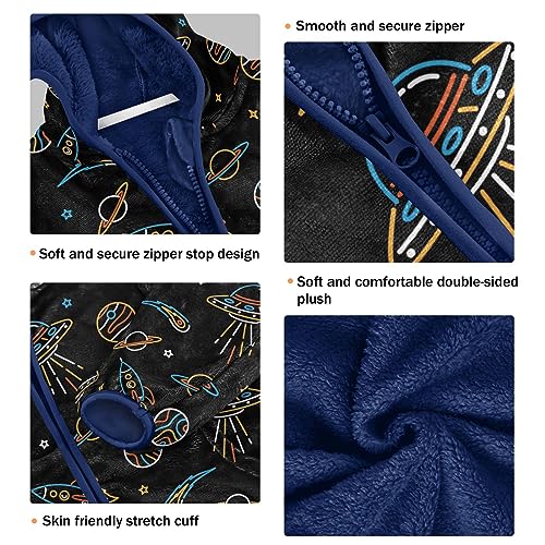 Cartoon Space Rockets Planets Boys Fleece Hoody Jacket Zip Up Coat Warm Fall Winter Plush Jacket Long Sleeve Outerwear3