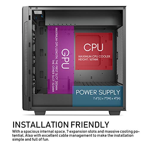 Segotep Phoenix ATX Black Mid Tower PC Gaming Computer Case USB 3.0 Type-C Ports/Graphics Card Vertical Mounting with Tempered Glass