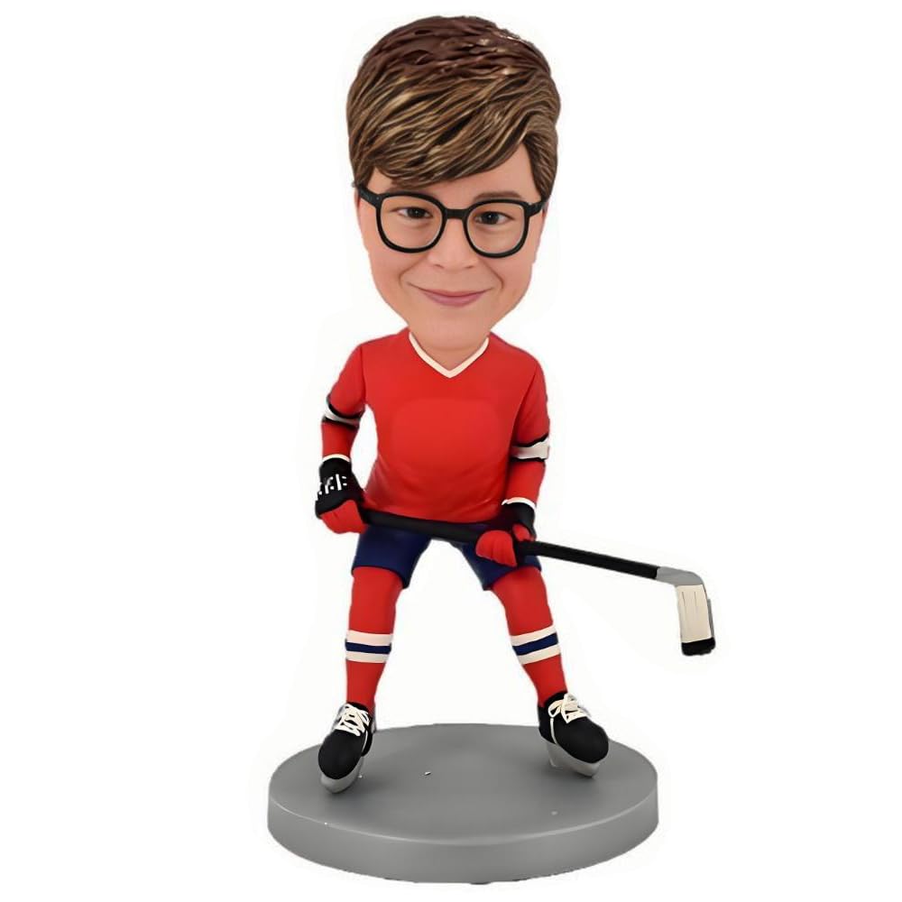 MEJELE Personalized Hockey Player Bobblehead, Custom Sports Figurine, Handmade Polymer Clay Sculpture Office Decoration Based on Your Photo