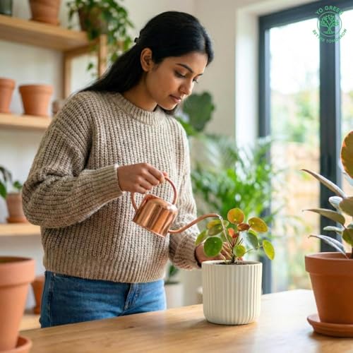 Image of Yo Green Modern Ribbed Ceramic Planter Pot | White Matte Indoor Plant Pot for Home, Office & Living Room Decor (Modern Ribbed-4 Inch-Yellow)