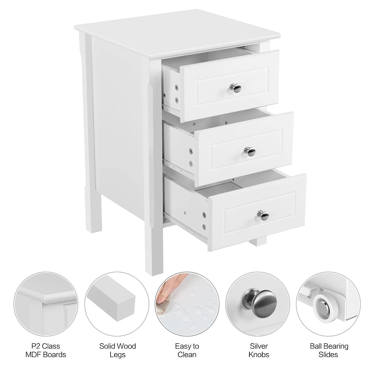 Buy Yaheetech White Bedside Table Modern Bedside Wooden