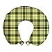 ABAKUHAUS Verde Oliva Cojín de Viaje para Soporte de Cuello, Escocesa del edredón, Viajes Siestas Leer Mirar TV, 30x30 cm, Verde Oscuro Marrón Amarillo