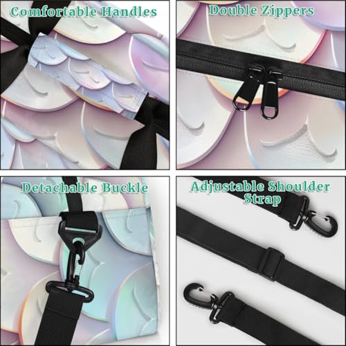 Fish Scale Purple Pink Personalized Duffel Bag Weekend Overnight Travel Bag Sports Waterproof Gym Bag Lightweight Dance Bag4