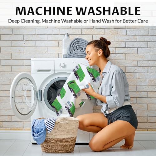 Mercuryelf Garbage Truck Blanket Gift - 40x50 Inches Modern Throw Blankets for Boys - White Soft, Fuzzy & Warm Throws for Travel, Office