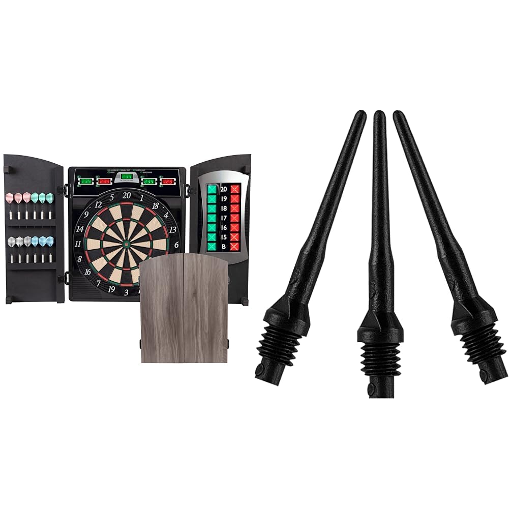 ArachnidCricket Maxx 4.0 Electronic Dartboard Set, Black & Viper Dart Accessory: Tufflex II 2BA Thread Soft Tip Dart Points, Black, 500 Pack