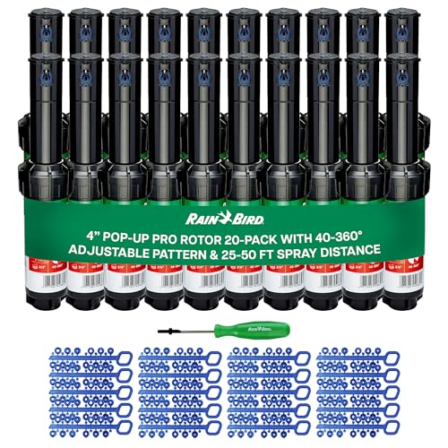 Rain Bird 5000 Rotor with Nozzle Tree 20 Pack (5000RCTREE) + Rotor Screwdriver Tool (CPRTOOL) - 3/4 inch Inlet for Water Efficient 4 inch Pop Up, Adjustable 40 - 360 Degree Arc & 25 - 50 ft Radius