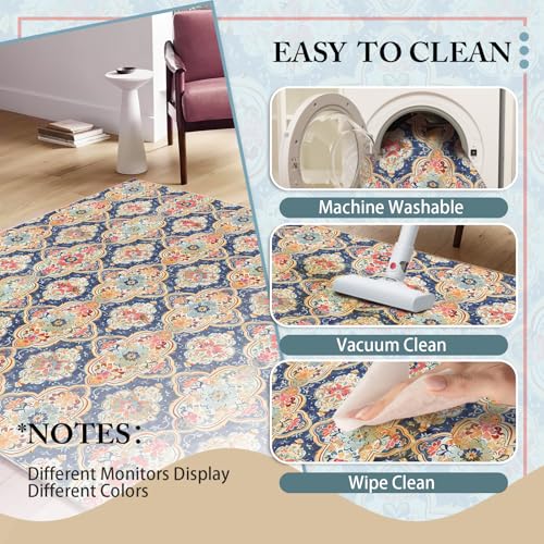Tapete Boho Vintage 2x3 Ft Lavable Antideslizante miniatura 3