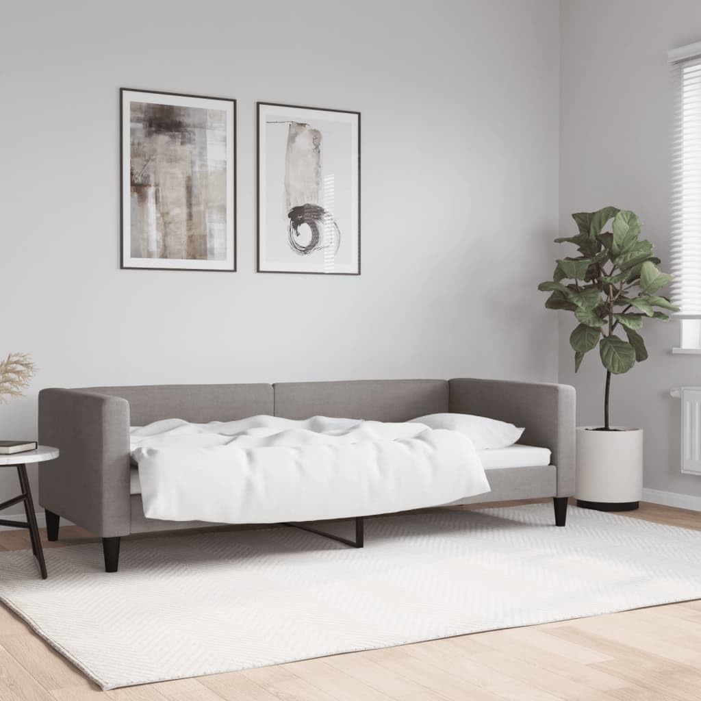 Brokky 353981 Letto da Giorno Tortora 80x200 cm in Tessuto Divano Letto,Giroletto, Singolo, Matrimoniale, Moderna