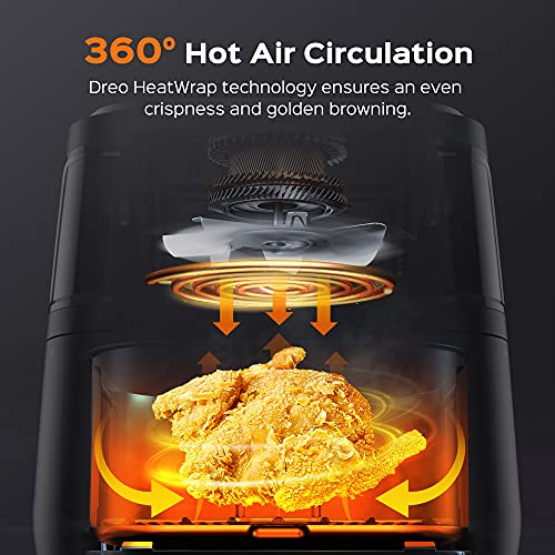This is a picture of a product for sale called Dreo Air Fryer Pro Max,  11-in-1 Digital Air Fryer Oven Cooker with 100 Recipes,  Visible Window,  Supports Customerizable Cooking,  100 to 450,  LED Touchscreen,  Easy to Clean,  Shake Reminder,  6.8QT