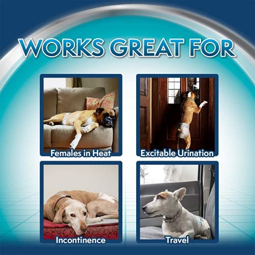Image of Simple Solution Disposable Diapers for Dogs, Insta Shield Core, Leak-Proof, Fur-Friendly Fasteners, Ideal for Females in Heat, Incontinence & Travel - Pack of 12