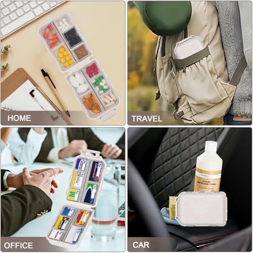 Image of Large Medicine Pill Organizer with 189 Labels, Travel Medicine Kit Travel Pill Case Purse Organizer Pill Organizer for Purse (Beige, 1 Pack)