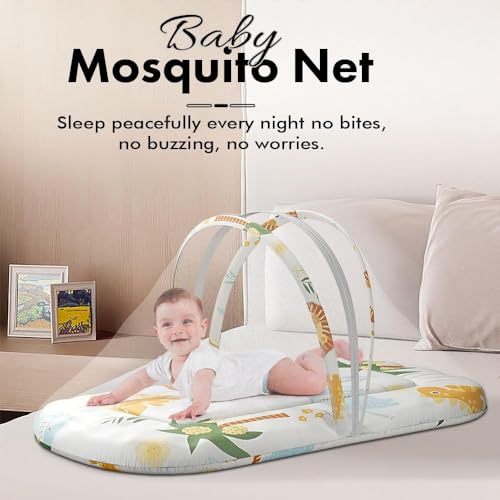 Image of StarAndDaisy 2-in-1 Baby Sleeping Bag with Mosquito Net for Newborn -Soft & Breathable Cotton Sleeping Sack Cum Wrapper /Foldable Bag for Baby Protection /Infant (0-12 Months) (Safari Print)