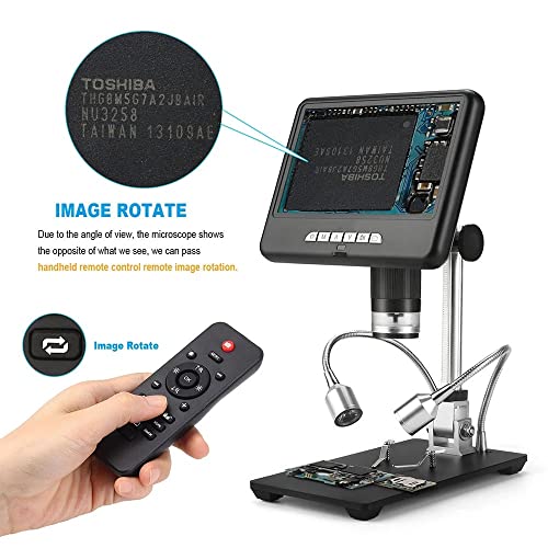 Microscope numérique 7 pouces LCD 100x avec télécommande filaire et éclairage LED réglable