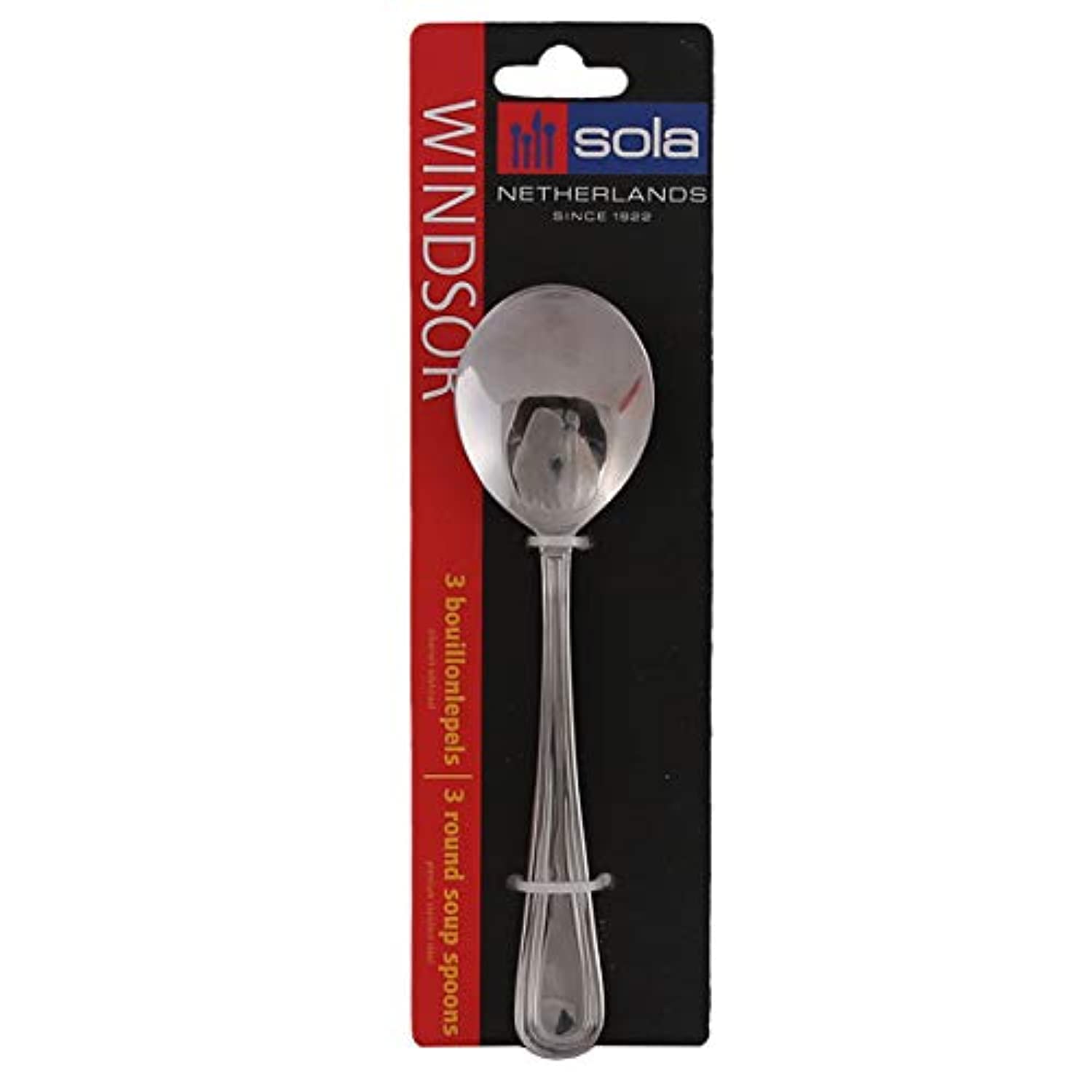 Windsor Round Soup Spoon Set ( Silver, 18cm)- 3-Piece