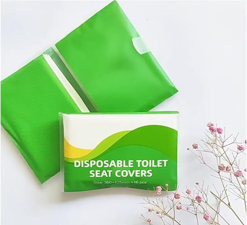 Toilet Paper Seat Covers (5 packs of 10 pieces)-Disposable Flushable Toilet Seat Covers, Portable Toilet Seat Covers for Travel Accessories, Companies and Camping. (WHITE) image 3