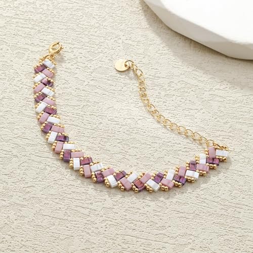 Image of KELITCH Colorful Tila Beaded Bracelets Women Strand Friendship Bracelet Handmade New Link Cuff Bracelets