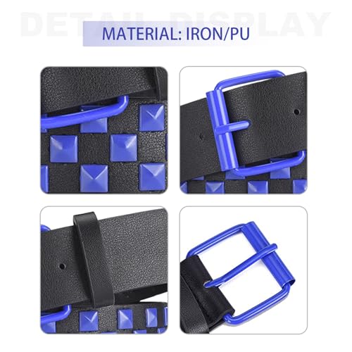 Stud Belt, 42.13x1.50 Inch PU Leather Chunky Belt, Goth Style Punk, Fashion Thick Studded, Spiked Wide Belts for Women and Men2