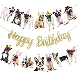 umoni 3Pcs Pug & French Bulldog Birthday Banners - Multicolor, Double Sided, 80x30 Inch Rectangular Party Banners for Dog Themed Celebrations