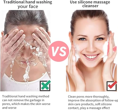 Image of Premium Silicone Face Scrubber Brush for Men & Women - Waterproof Facial Cleansing Brush with Soft Exfoliating Bristles, Deep Pore Cleaning, Reusable Skin Care Tool for Face & Body (Pink)