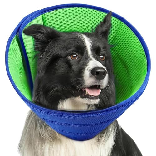 Oiieco Collar de cono suave para perro, collar ajustable para perros y gatos, collar electrónico transpirable para recuperación de cirugía, collares para perros, cono médico antilamer para mascotas