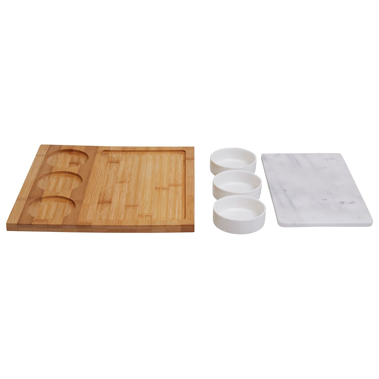 Premier Housewares 5 placas de cerámica y mármol blanco.