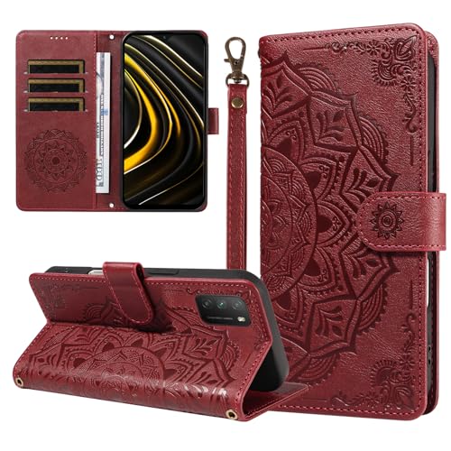 �X�}�z�P�[�X �Ή��@�� for Xiaomi Poco M3,�Ή��@�� for Redmi 9T / Note 9 4G �X�}�z�P�[�X�y�t���b�v�� �X�^���h�t�� �J�[�h�z���_�[ �������[ �}�O�l�b�g���� �E�H���b�g�zRed