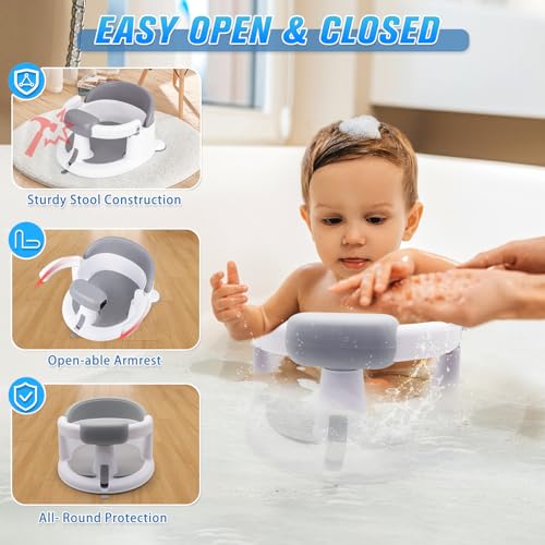 Mostop Baby Bath Seat for Babies 6 Months & Up - Non-Slip Infant Bathtub Chair with Suction Cups - Sit Up Bath Seat for Baby Toddlers - Toddler Bath for Baby Sitting Up, Easy to Clean